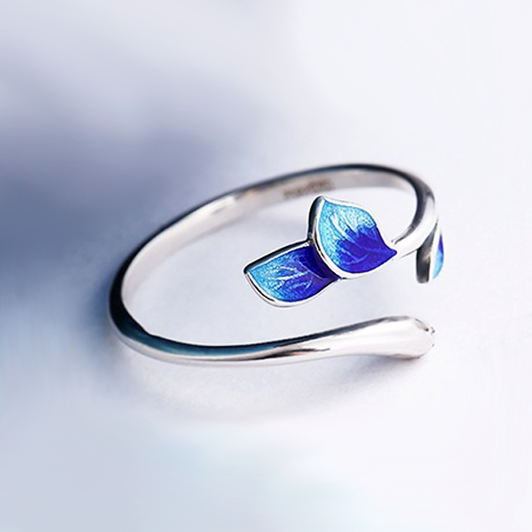 珐琅树枝滴胶戒指女气质文艺清新烧蓝戒指新款潮流饰品厂家批发