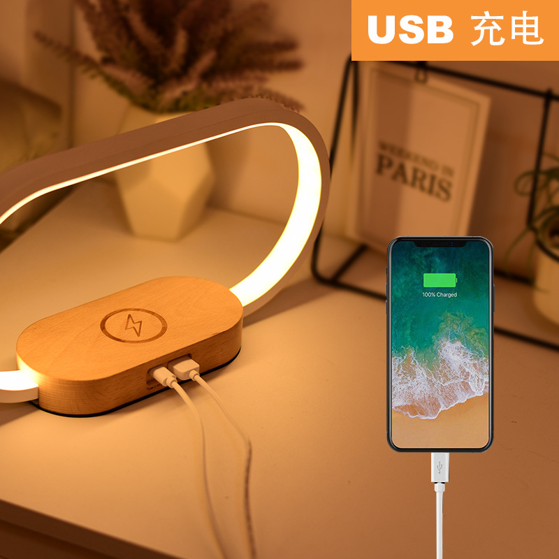 Wr08 Foreign Trade Desktop with Three-Color Bedside Night Light and Clock Log Mobile Phone Multi-Function Wireless Fast Charger