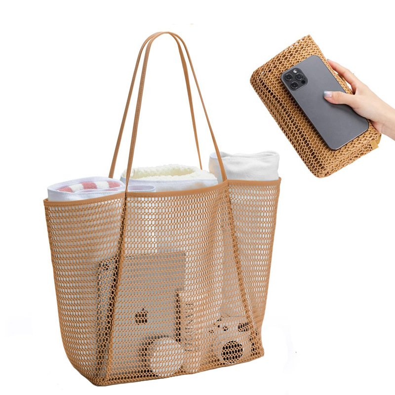 cross-border supply breathable mesh toy swimsuit sundries storage bag beach bag multi-functional one shoulder shopping bag large