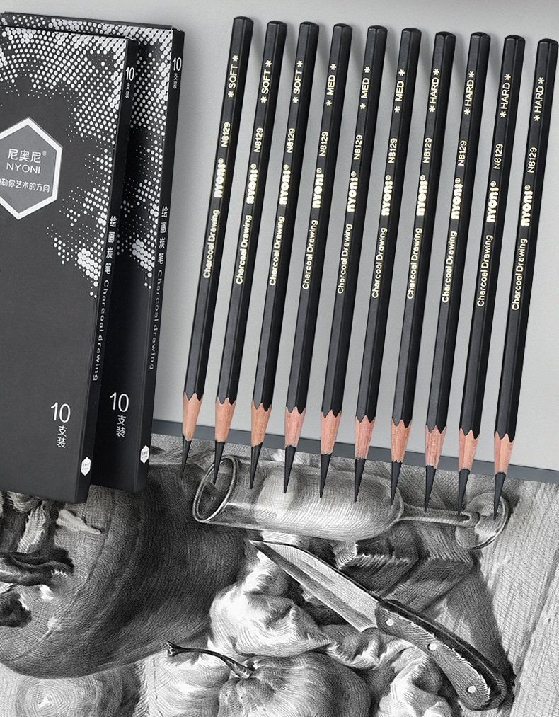尼奥尼炭笔nyoni软性专业速写软碳笔美术生专用特软铅笔素描炭笔