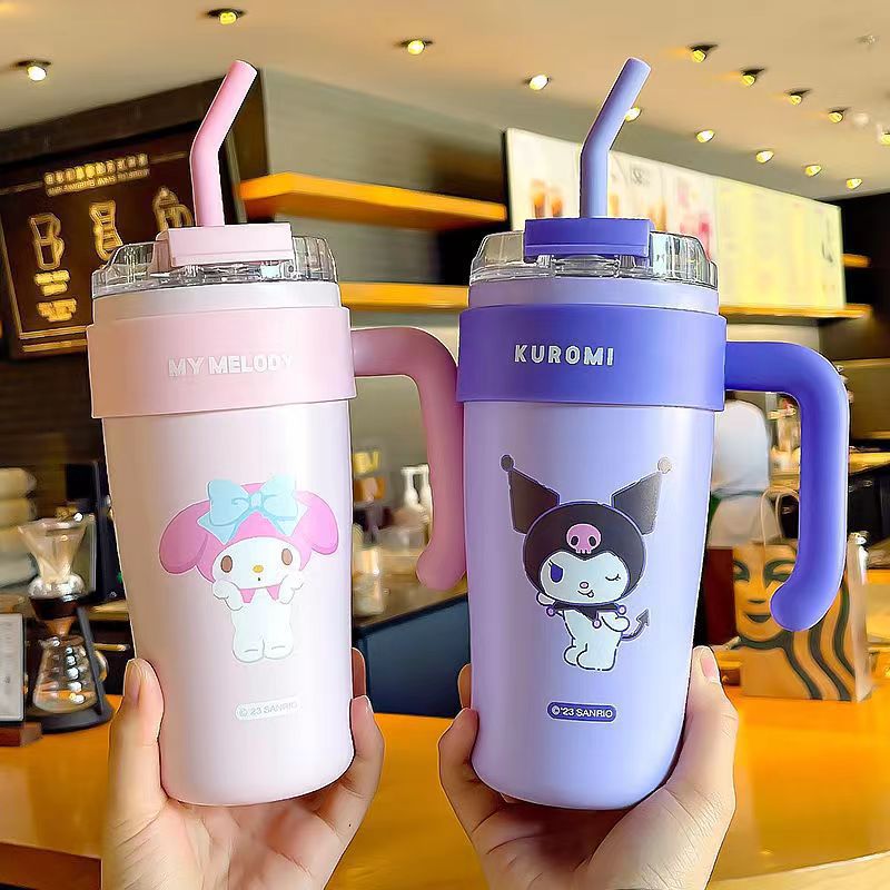 sanrio giant vacuum cup 316 men‘s large capacity ice cream cup high-looking girl‘s cold-keeping double drink cup with straw