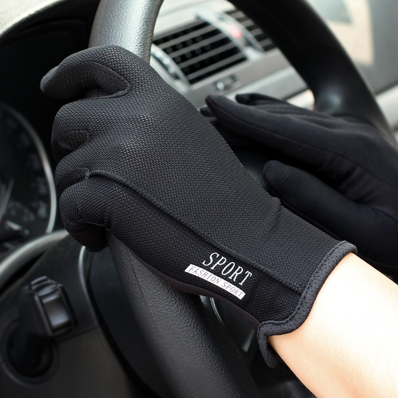 春夏秋季天防紫外线防滑触屏棉透气开车驾驶薄款司机手套男士