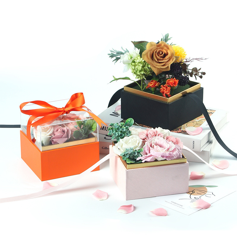 亚克力花盒 高档透明永生花礼盒包装盒颜值魔方礼品盒 圣诞苹果盒