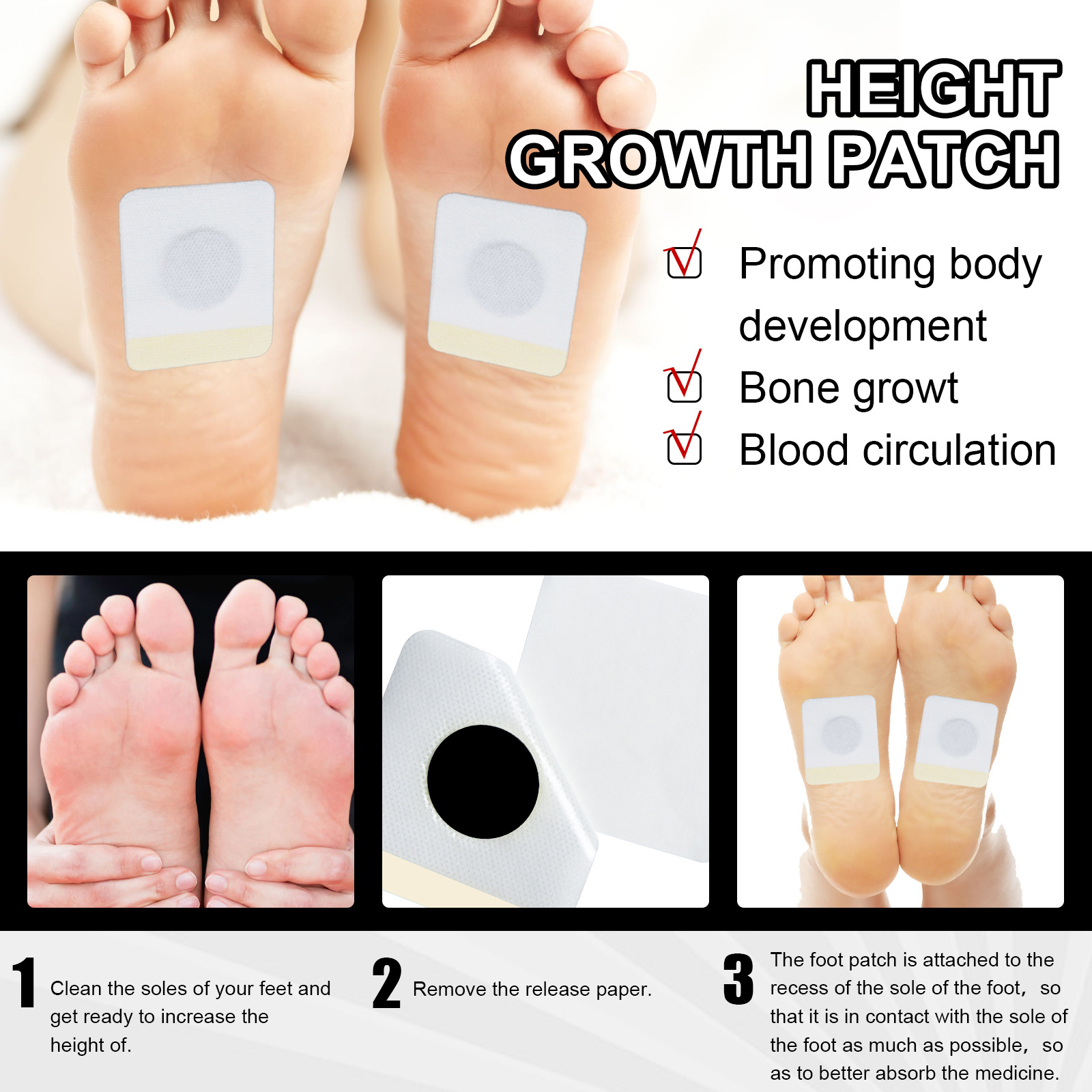 Eelhoe Boost Nursing Health Care Sticker Adult and Children Body Height Foot Acupoint Body Boost Patch