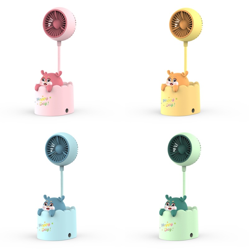 Children's Desktop Fan Cute Pen Holder Pencil Sharpener Little Fan Portable Large Wind Usb Folding Rechargeable Electric Fan