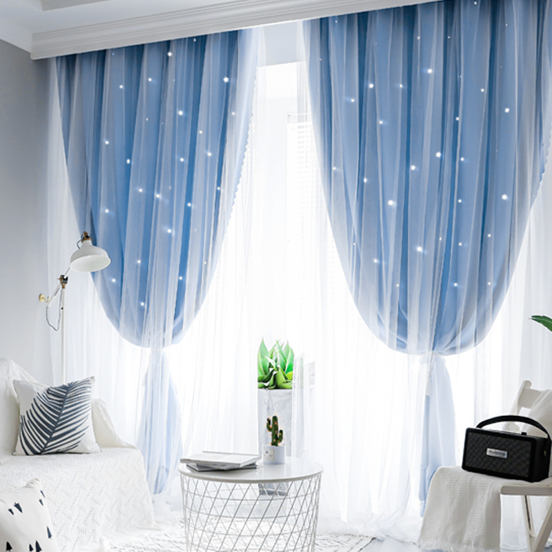 窗纱窗帘2021年新款卧室全遮光布挂钩式纱帘阳台客厅网红防晒