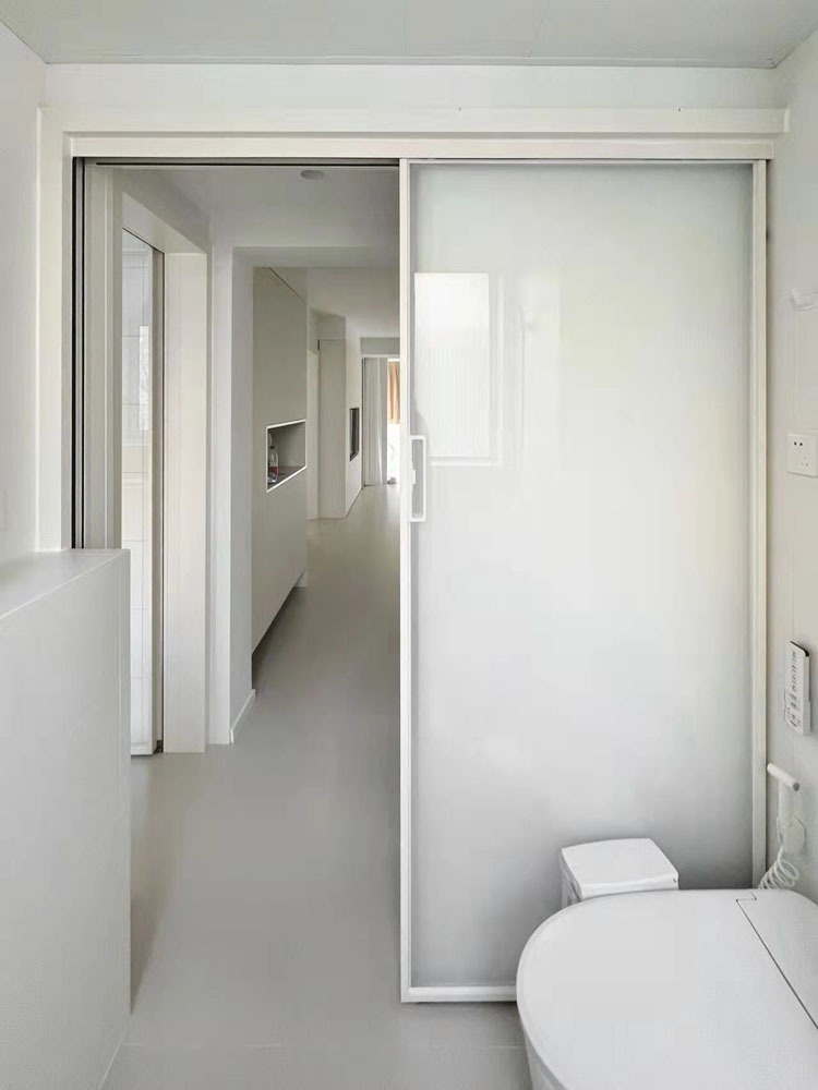 超白玻璃卫生间门简约白色窄边推拉门吊轨隔断移门ins儿童房