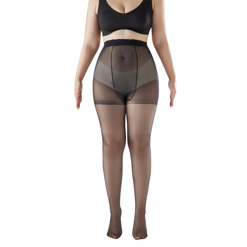plus Size Stockings Women's Fat mm 100.00kg plus-Sized plus-Sized Ultra-Thin Spring and Summer Lengthened Black Silk Crotch Pantyhose
