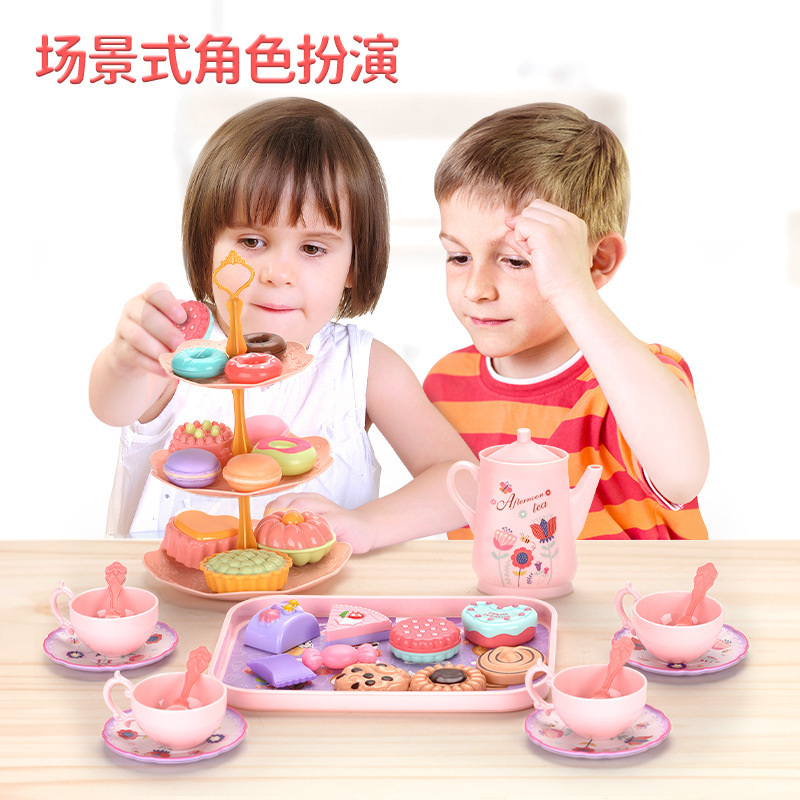 Cross-Border Girls Playing House Simulation Food Dessert Cake Coffee Tea Break Afternoon Tea Children Toy Gift Set