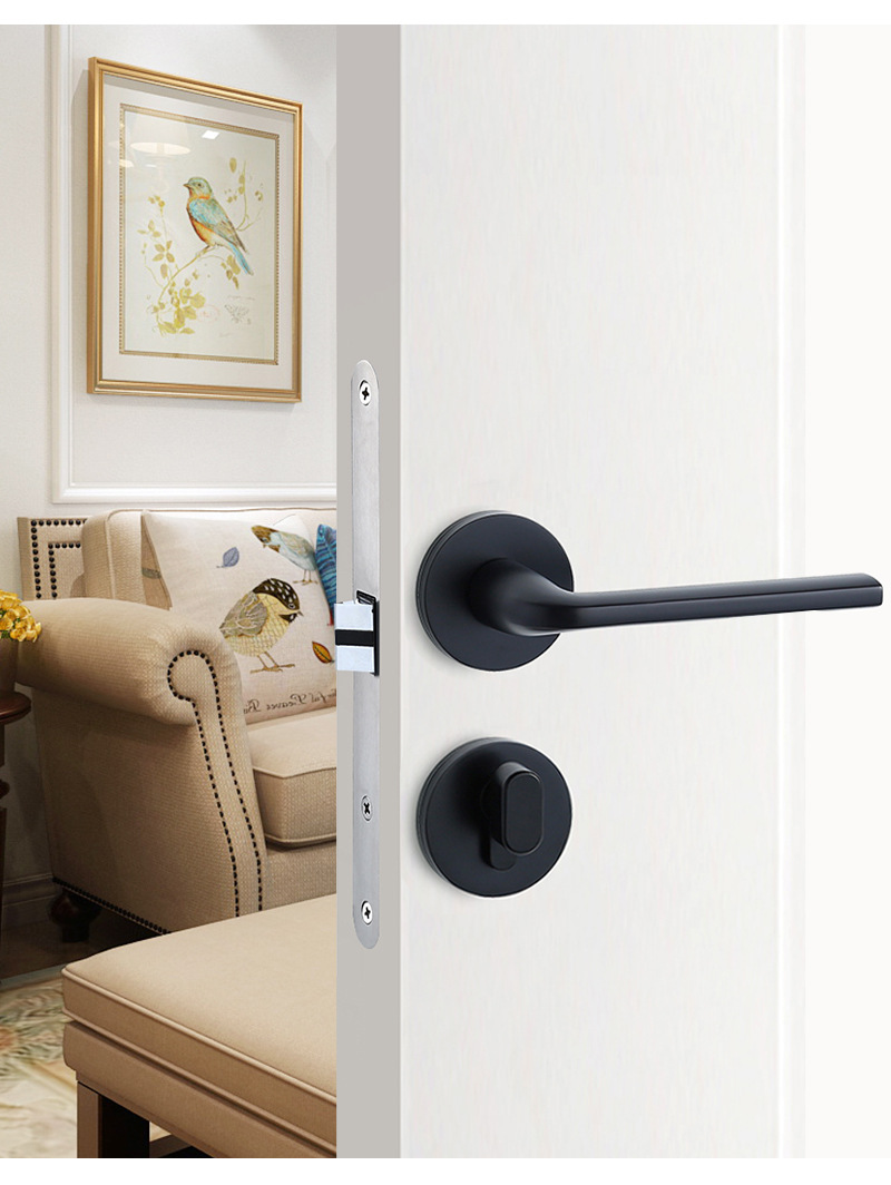 瑞璂门锁卧室静音分体木门锁具简约室内锁铝合金执手锁门把手