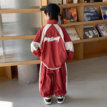 男童红色运动套装2024新款儿童春装工装两件套春秋款中大童春季潮