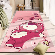 地毯客厅耐脏易打理卡通草莓熊地毯卧室耐脏少女床边毯水晶绒地毯