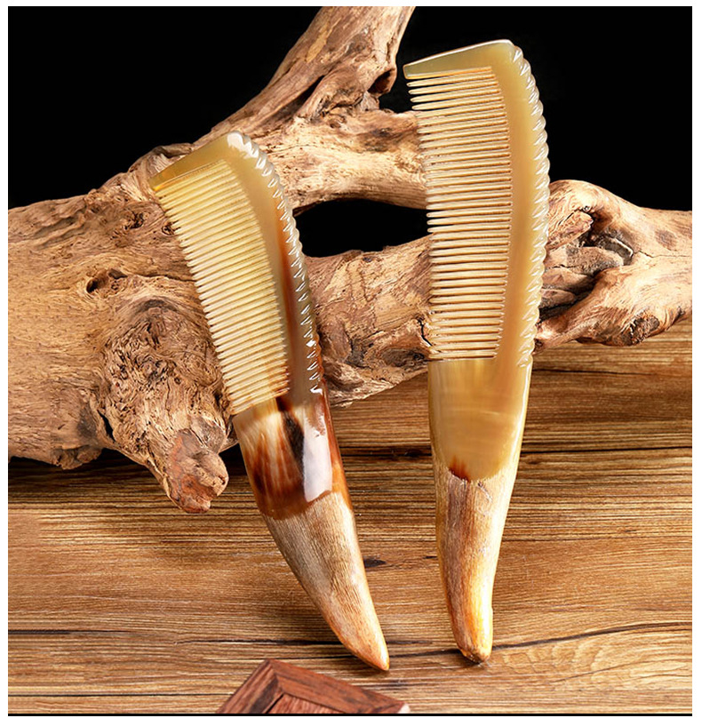 优品非洲水牛角胚梳子打磨光滑纹理按摩梳商务工艺品梳礼品梳定制