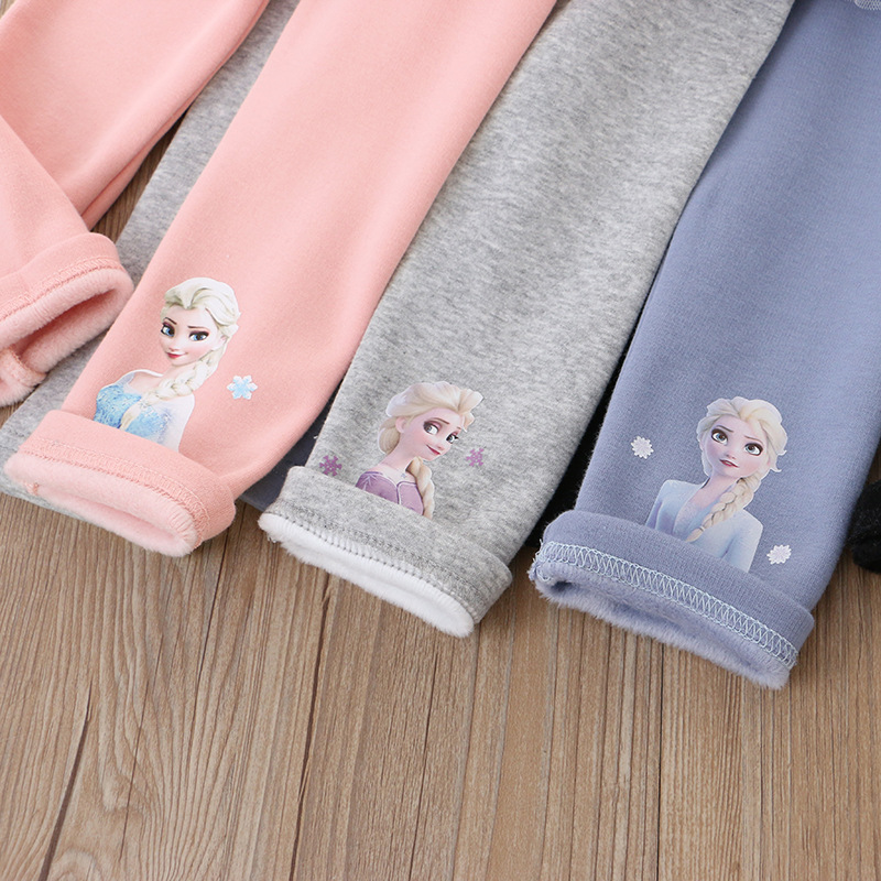 Frozen Girl's Pants Spring and Autumn Children's Leggings Fake Two-Piece Skort Elsa Padded Fleece Trousers Autumn and Winter