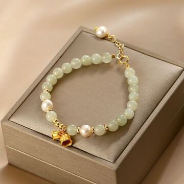 新款网红直播同款和田玉手珍珠手链铃兰花气质手串送闺蜜生日礼物