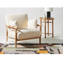 北欧风格全实木单人椅阳台椅现代简约日式休闲沙发椅可拆洗布艺