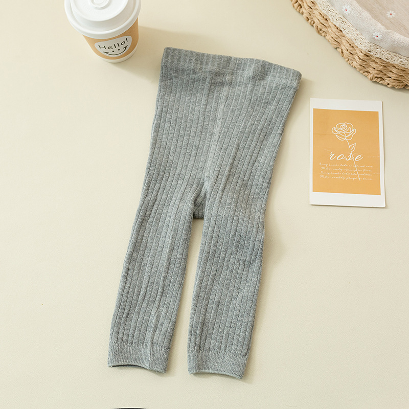 Children's Socks Spring and Autumn Baby Leggings Children's Pantyhose 8 Color Double Needle Korean Style Vertical Stripes Girls' Cropped Pants
