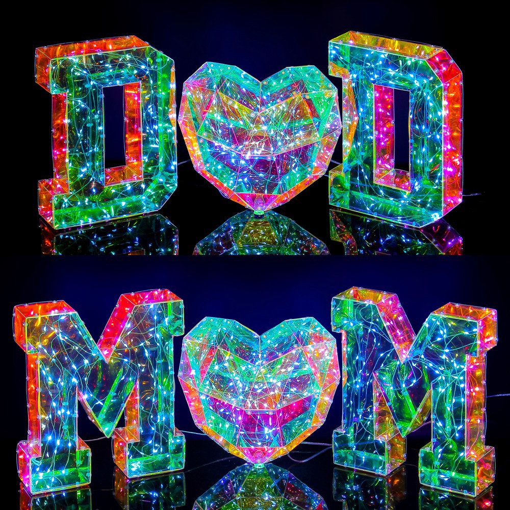 Cross-Border Colorful Led Luminous Characters Love Gift Birthday Party Mother's Day Father's Day Confession Decoration Ambience Light Gift