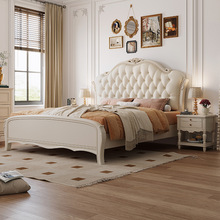 白色床真皮软包2米x2米2双人主卧大床美式实木床简约现代轻奢欧式