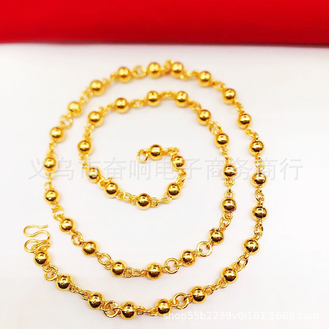 Stall Local Gold Men's Alluvial Gold Necklace Gold-Plated Imitation Golden King Gold 8\6\4mm Bamboo Necklace Hexagonal Necklace