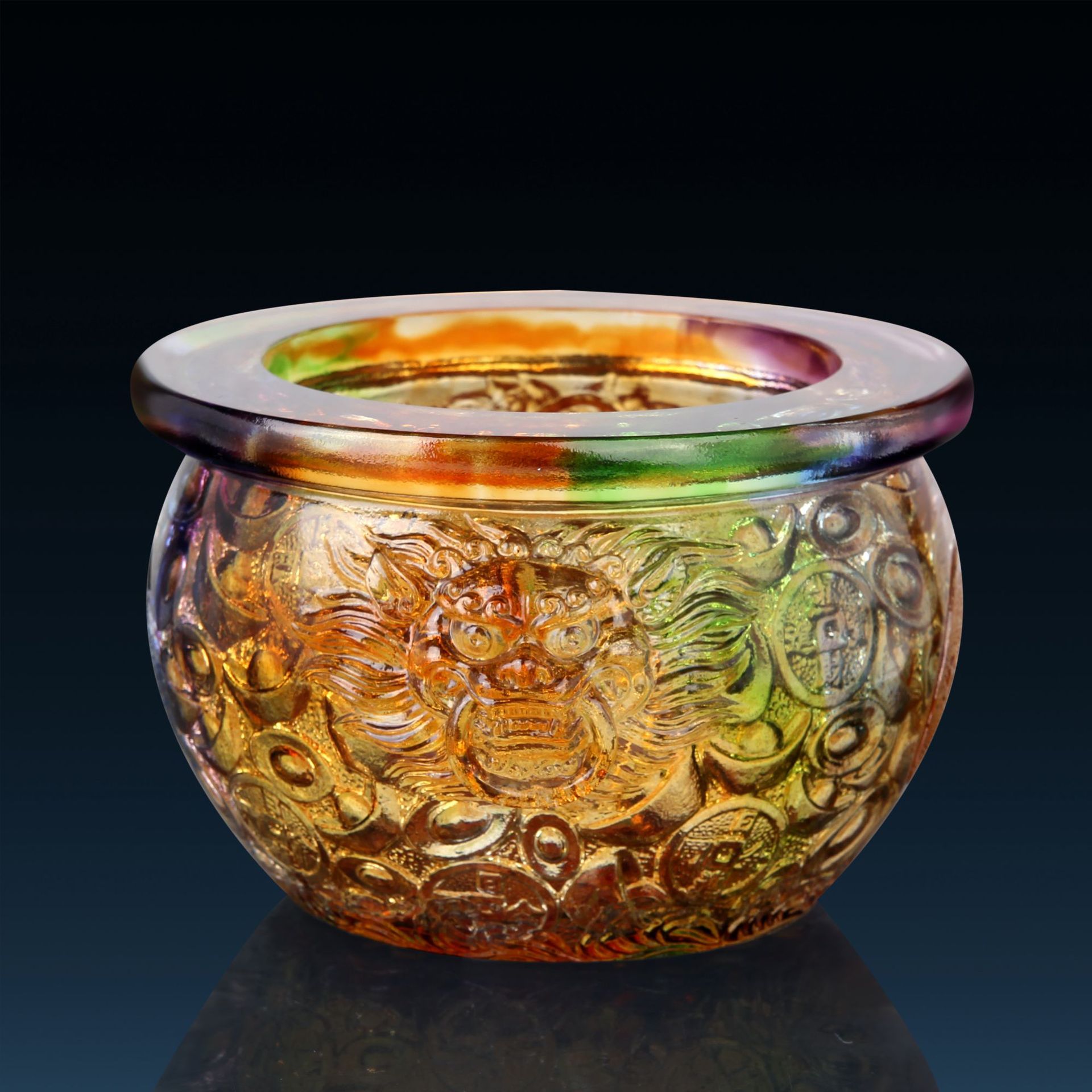 晶品琉璃厂家直销琉璃聚宝盆 四方纳财 招财聚宝