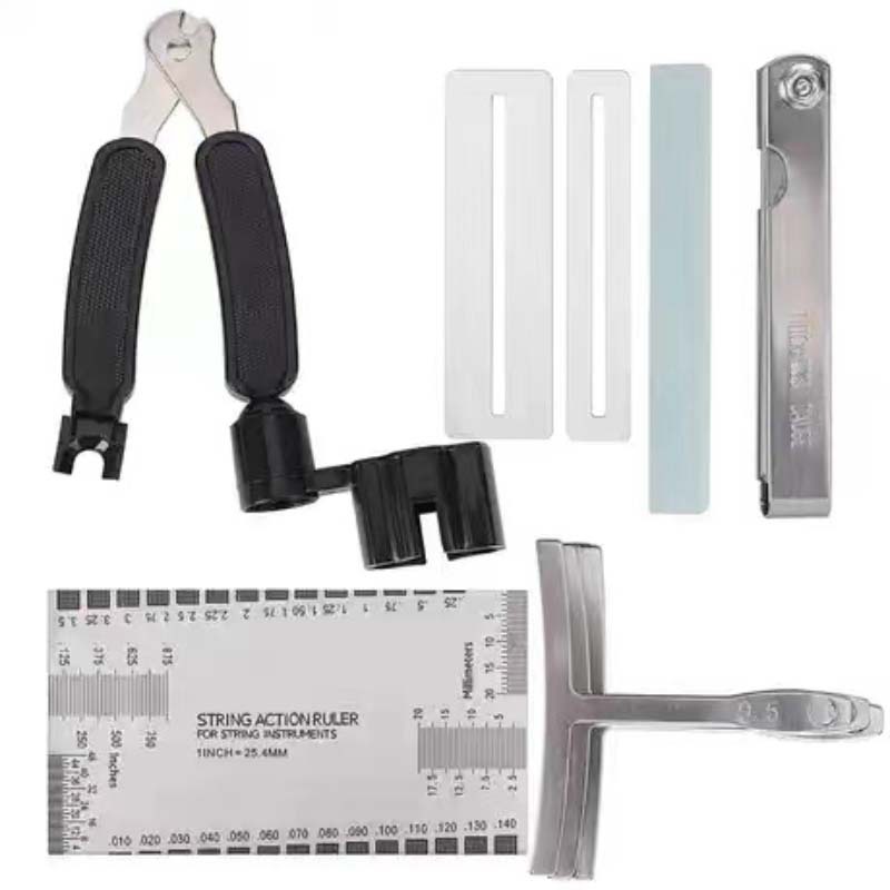 弧度尺剪弦器品丝垫片打磨石15件套 吉他工具调弦套装 跨境批发商