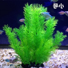 鱼缸水草装饰水族造景假装饰柔软水草花塑料绿色批发亚马逊跨境