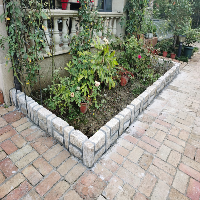 花坛围石庭院花园地砖石马蹄石园林踏步走边坛石墓地坟长方形