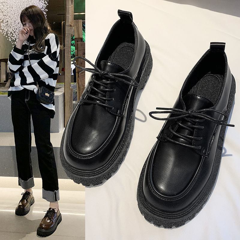 新款软底小皮鞋女英伦风春秋厚底百搭学生日系jk单鞋黑色上班女鞋
