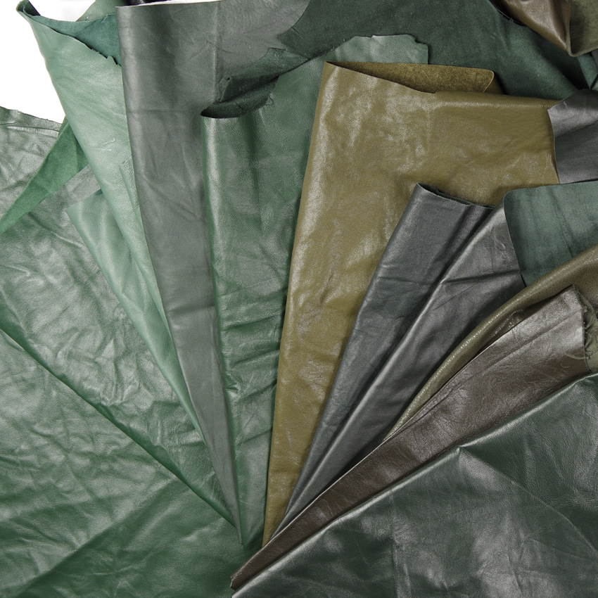 羊皮边角料绿色羊皮边角料修补手工附件面料材料皮衣真皮皮料diy