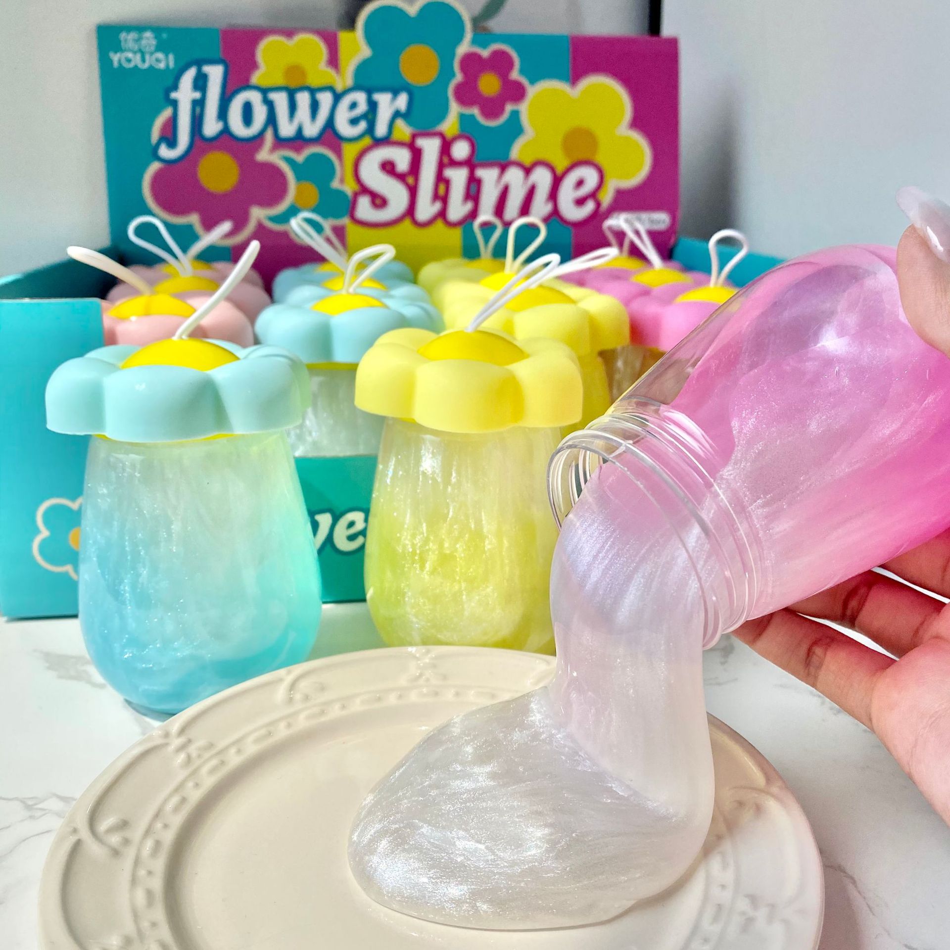 Slime Puzzle Decompression Toy Little Flower Foaming Glue Children's Toy Pearl Crystal Mud Slim Factory Direct Sales