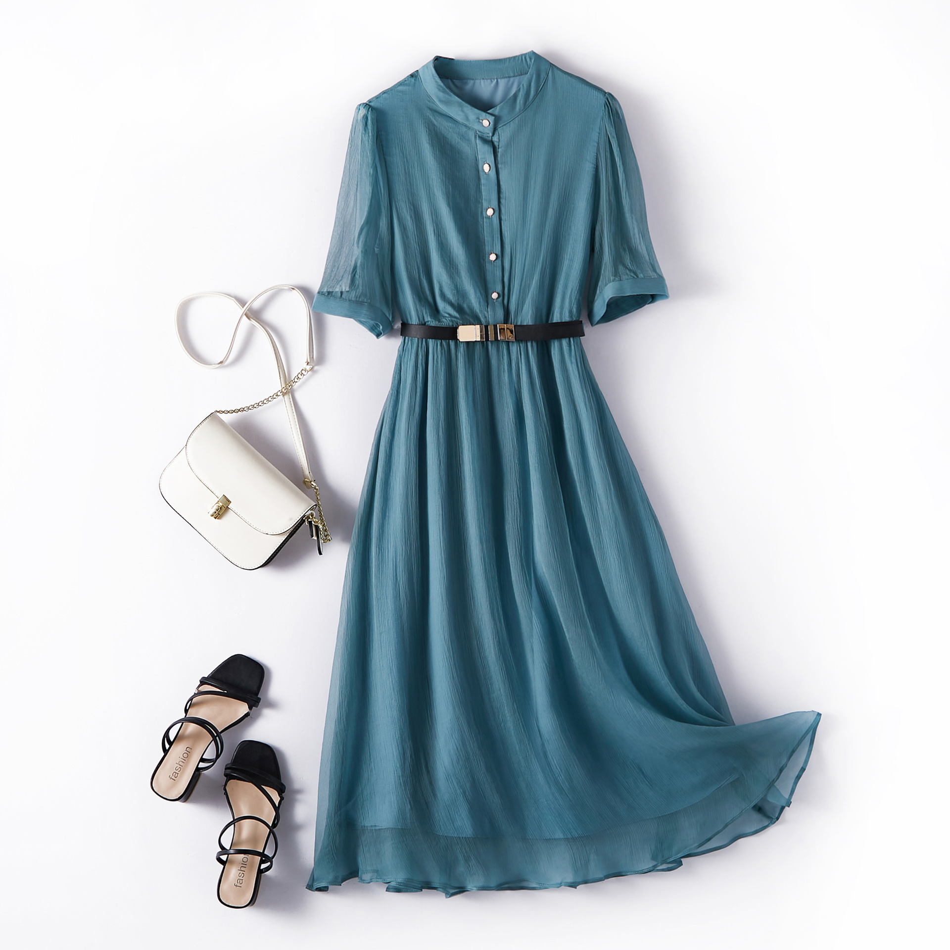 特价 真丝连衣裙ol气质桑蚕丝长裙一件代发28036-阿里巴巴