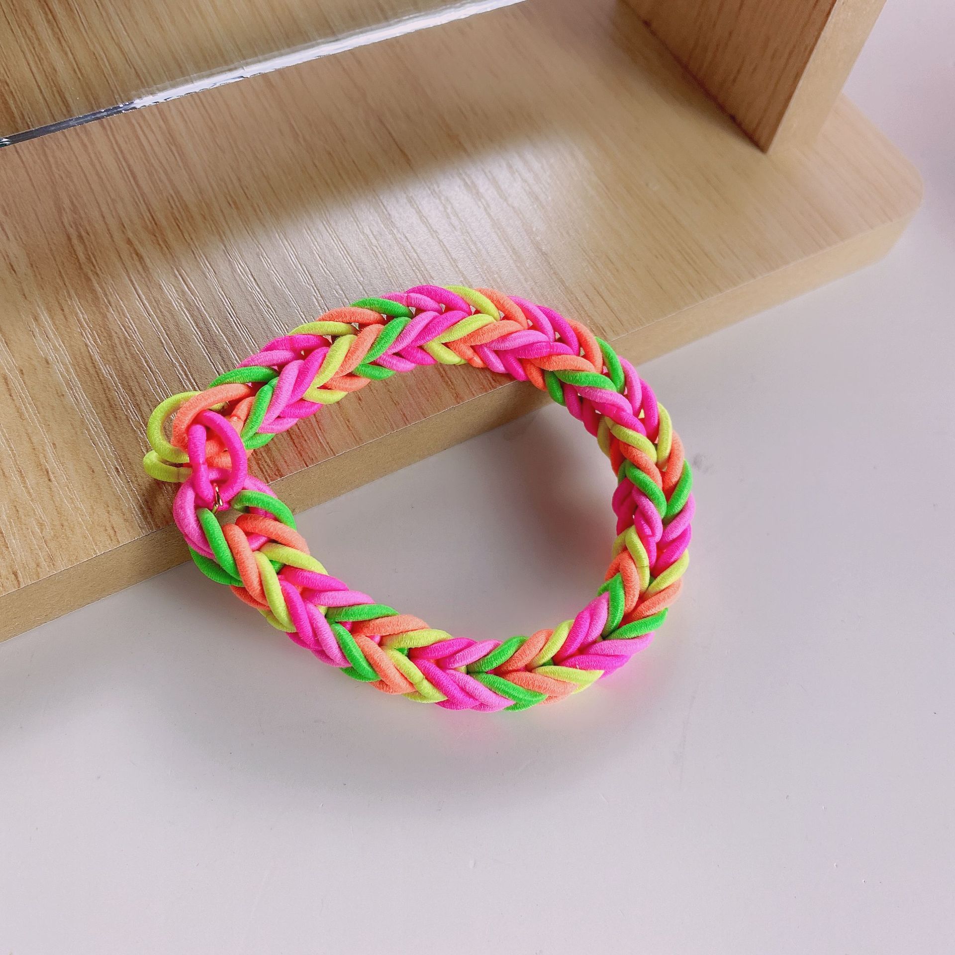 小红书同款彩虹编织手环小皮筋diy小发圈闺蜜情侣手链礼物少女 心