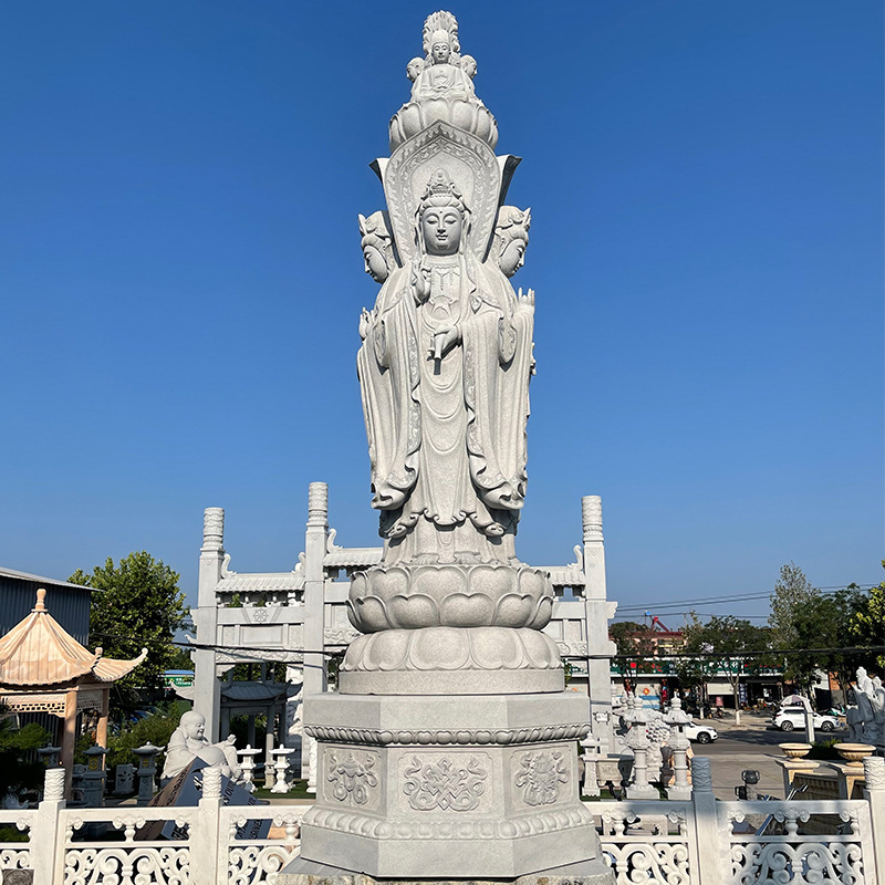 石材石雕汉白玉滴水观音地藏王佛像三面观音菩萨寺庙大理石像户外