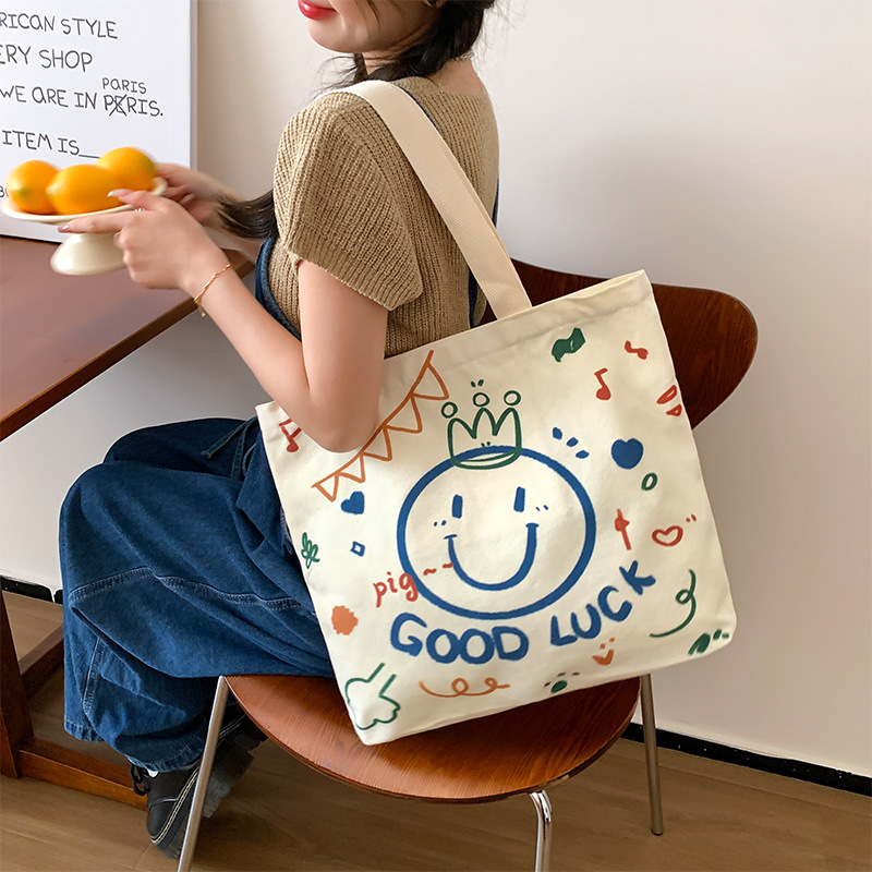 Canvas Bag Female College Student Class Canvas Bag Cute Commuter Large Capacity Bag Shoulder Bag Handbag Wholesale