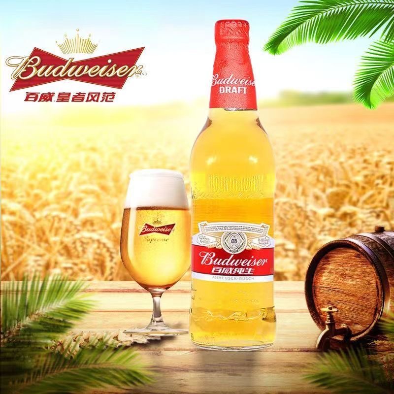 budweise啤酒百wei纯生啤酒500ml*12瓶整箱玻璃瓶装啤酒小麦啤酒