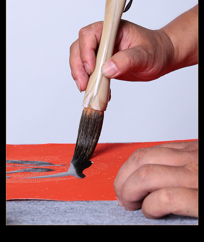 玉麒麟毛笔狼毫羊毫兼毫大号提斗大楷书法笔国画抓笔对联春联毛笔