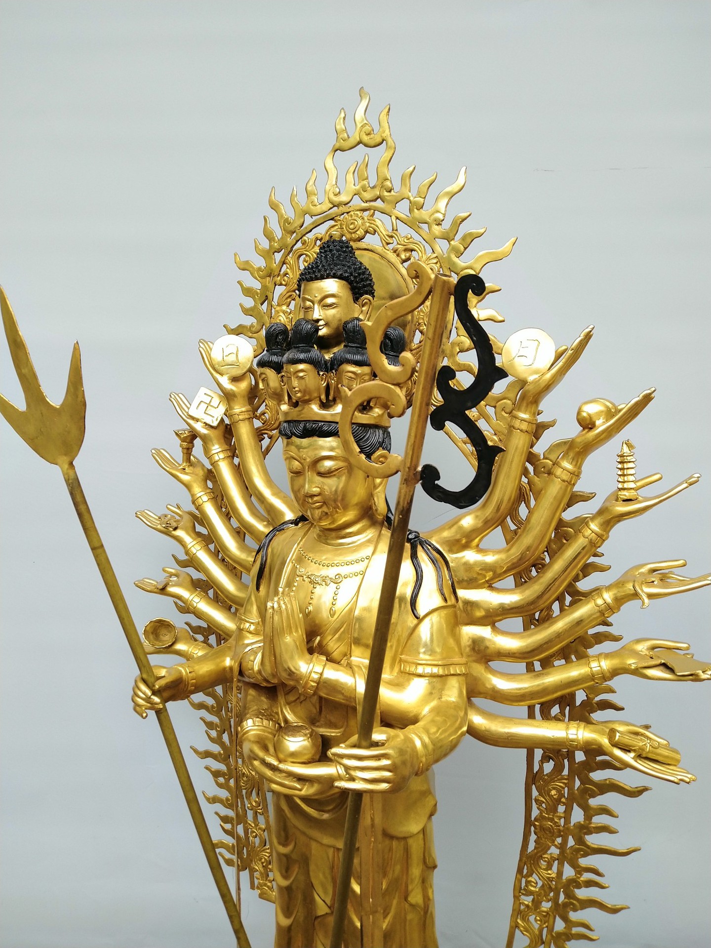 黄铜千手观音佛像 千手观音站像摆件