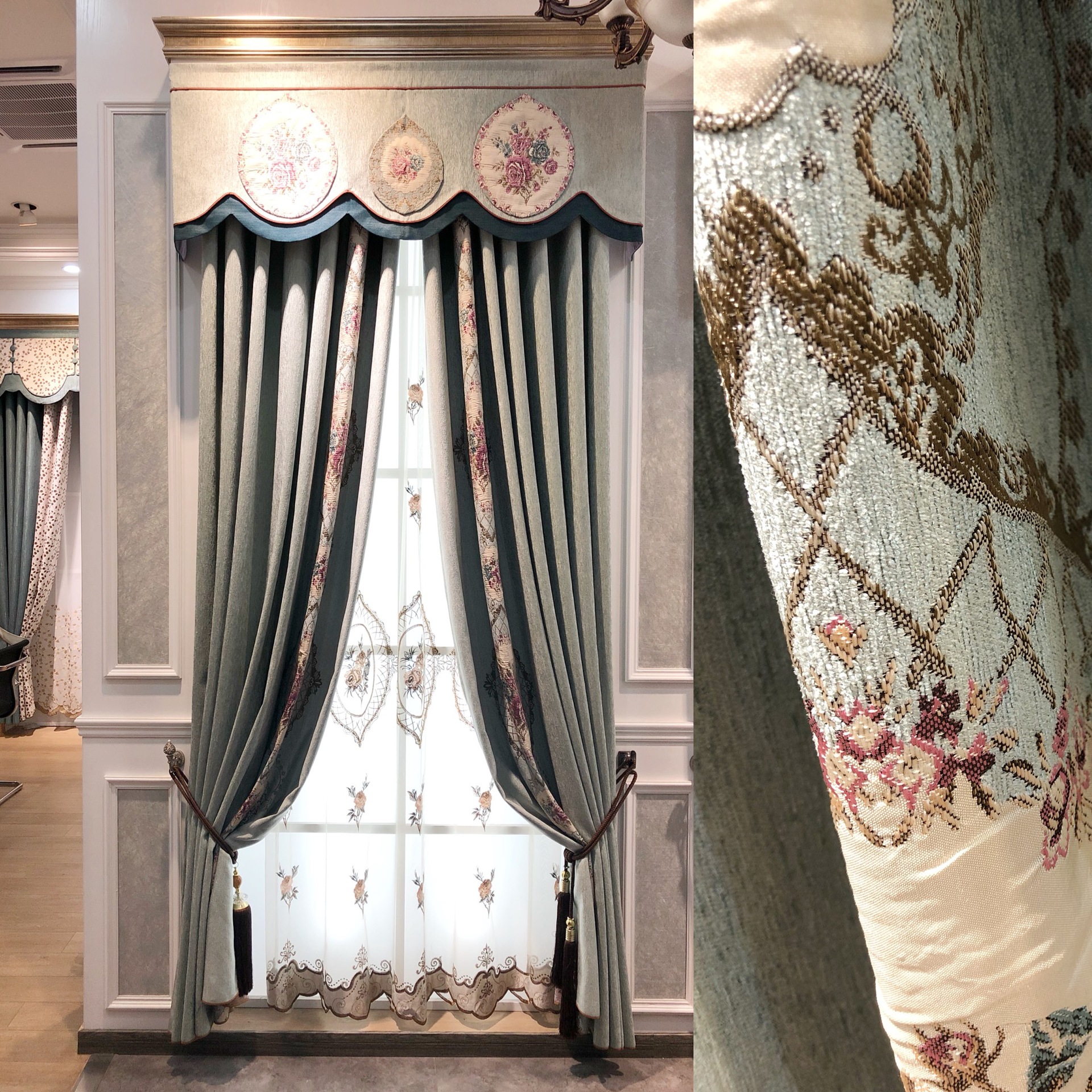 遮光雪尼尔提花窗帘2022新别墅豪华欧式奢华客厅卧室高档落地窗