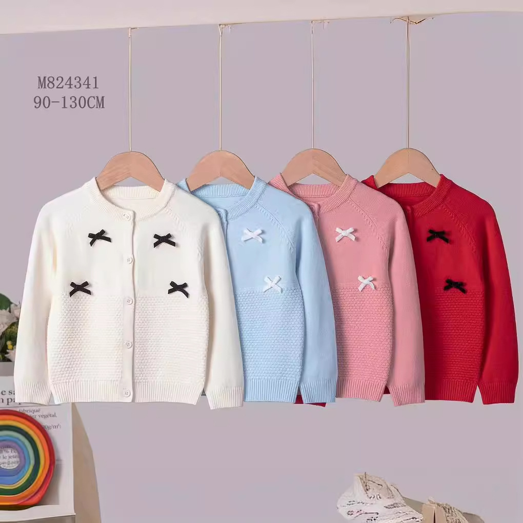 外贸童装2024秋冬季新款儿童针织开衫外套小童长袖洋气棉线毛衣潮