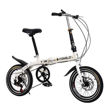 厂家批发16寸变速双碟刹迷你折叠自行车成人折叠学生小轮代步车