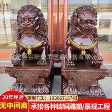 铸铜宫门狮一对纯铜故宫狮雕塑仿铜守门北京狮看门狮厂家门口动物