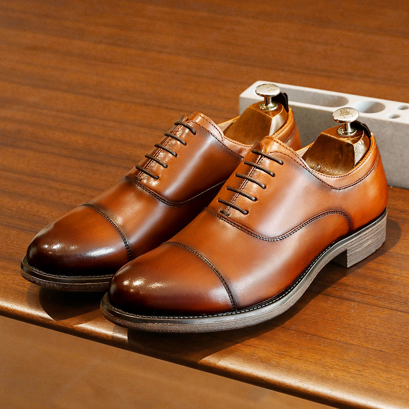 [德赛]时尚经典真皮百搭三接头商务皮鞋男士正装百搭国货德比鞋
