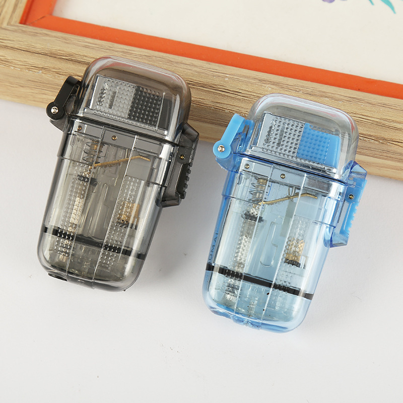 奥麦正品am127个性创意防风防水透明便携式可充气打火机-阿里巴巴