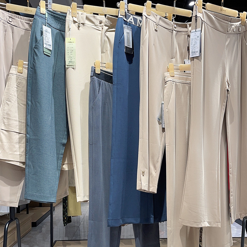 酷朵女裤休闲裤女春秋韩版宽松显瘦松紧腰直筒长裤子