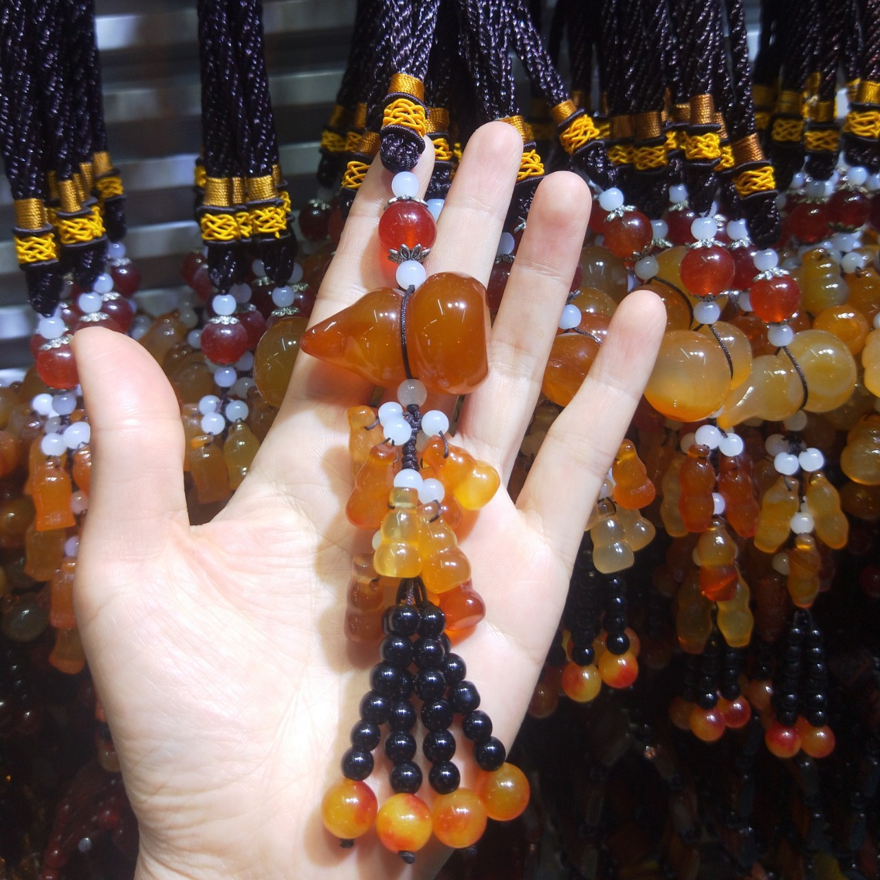 玛瑙石串坠挂件 葫芦平安扣汽车挂饰-阿里巴巴