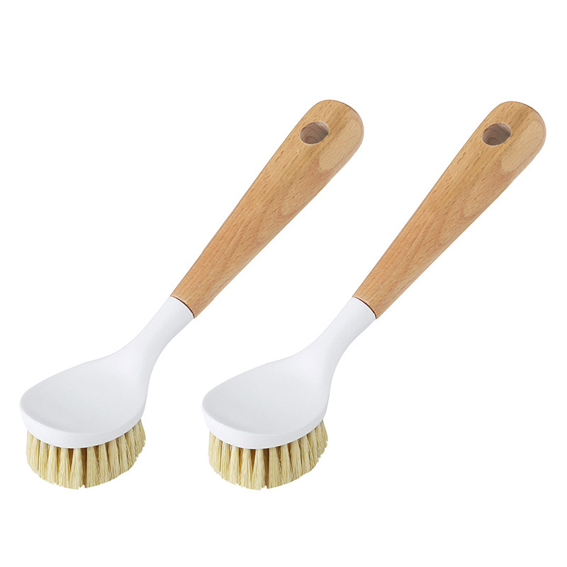 Wooden Pot Washing Brush Wooden Handle Brush Multi-Functional Long Handle Kitchen Stove Decontamination Cleaning Wok Brush Brush Pot Dish Bowl Brush