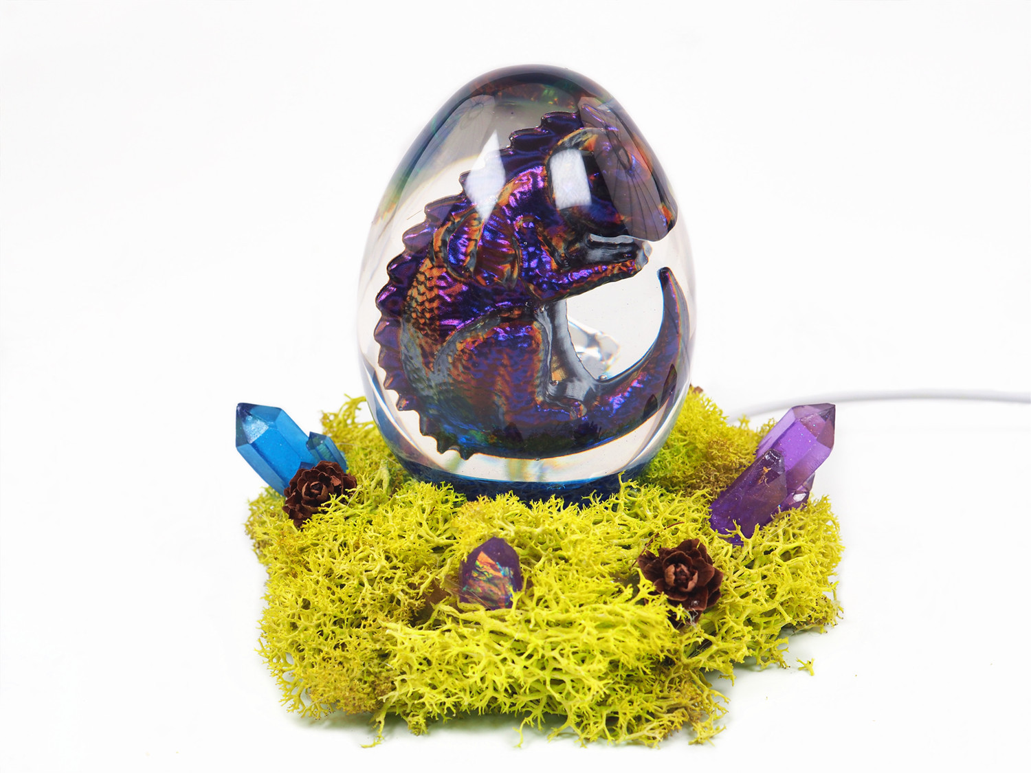 diy水晶滴胶鸡蛋形龙蛋一体星空球夜灯镜面硅胶模具