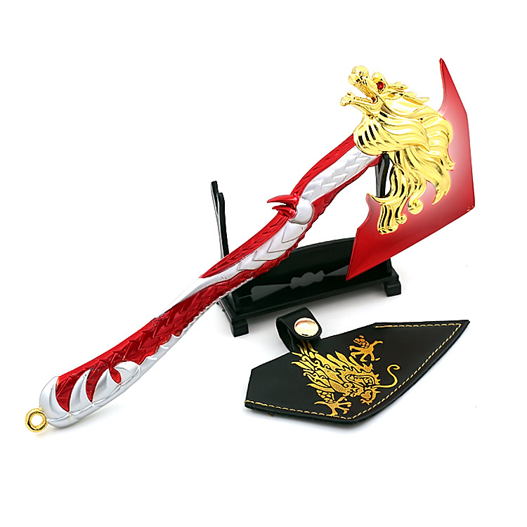 游戏模型 黄金手斧 嗜血斧头冠军之啸全金属锌合金兵器28cm带皮套