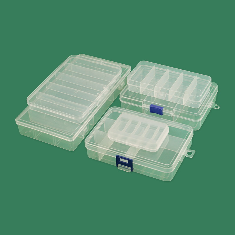 可拆固定5格针线渔具盒首饰品化妆品盒米珠纽扣盒透明塑料收纳盒